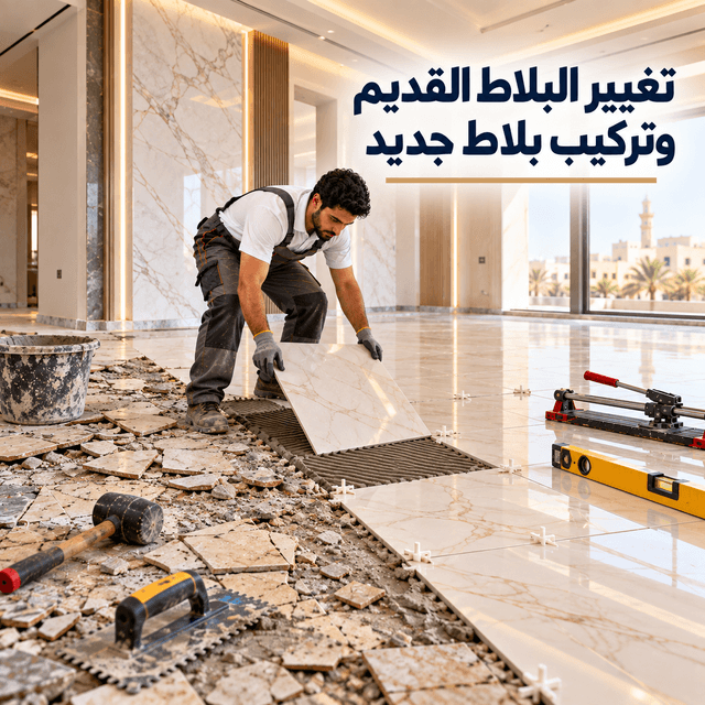 تركيب سيراميك وإزالة البلاط القديم وتجهيز الأرضية لتركيب بلاط جديد بالدمام